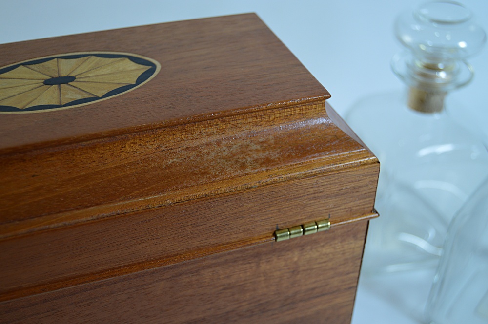 Bartley Collection Mahogany Liquor Cask with Pair of Decanters