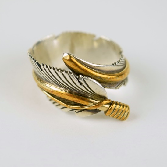 Sterling Silver Navajo Feather Ring, Signed H. Mace
