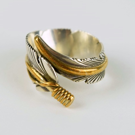 Sterling Silver Navajo Feather Ring, Signed H. Mace