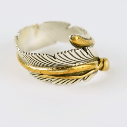Sterling Silver Navajo Feather Ring, Signed H. Mace