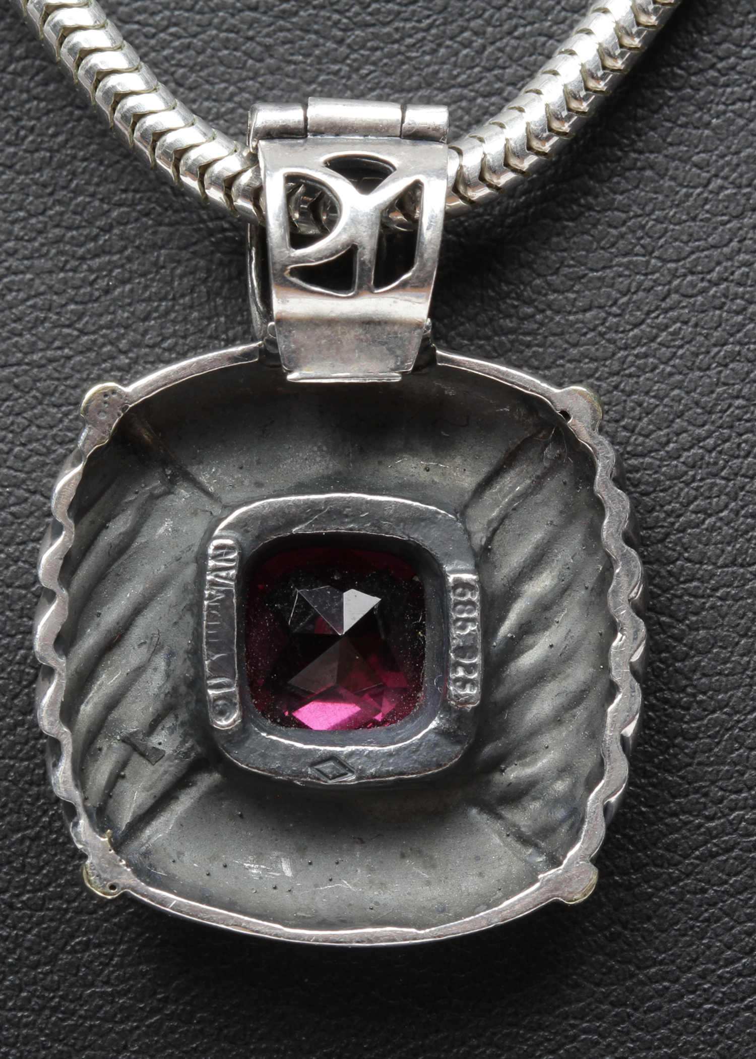 David Yurman Sterling Silver 14K Yellow Gold Accented Garnet Necklace