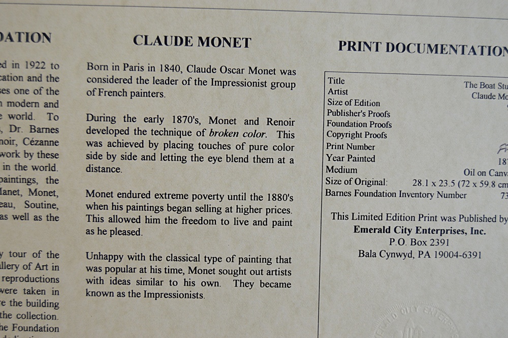 Limited Edition Print After "The Boat Studio" by Monet