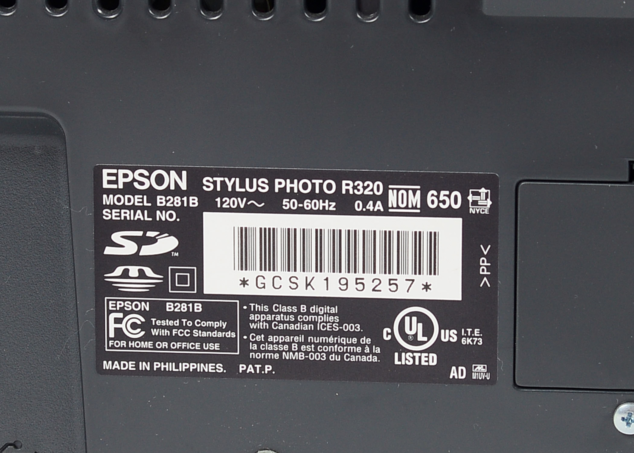 Epson Stylus R320 Photo Printer