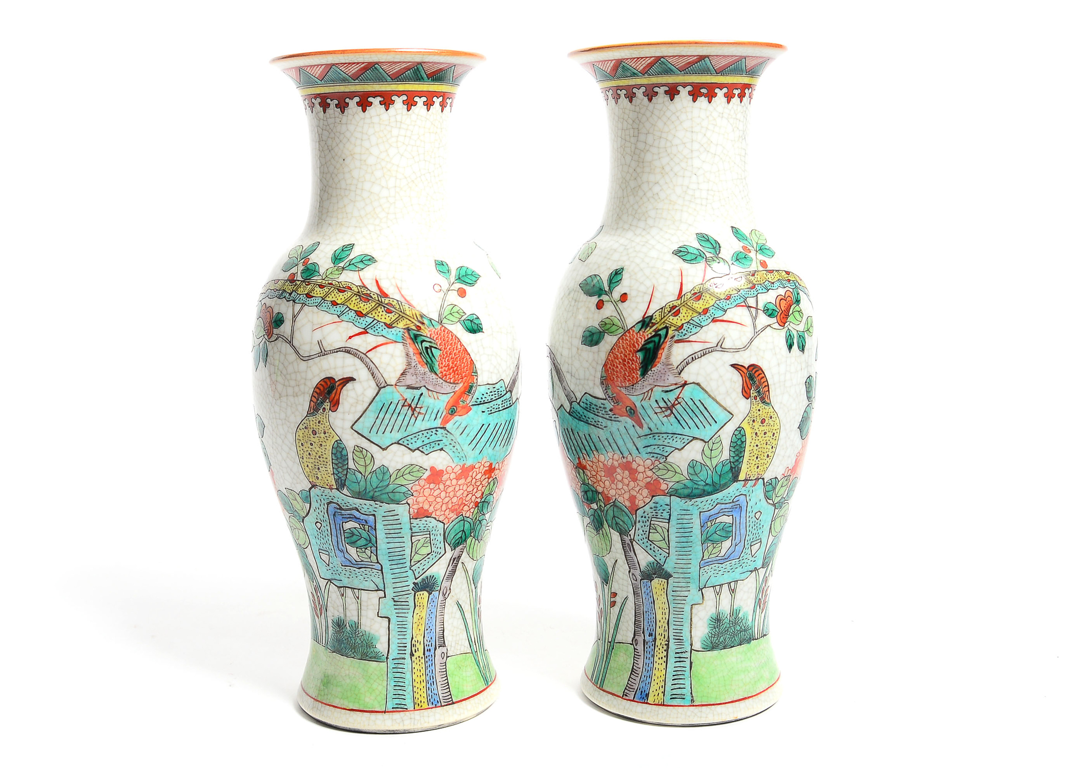 Pair of Hand Painted Porcelain Vases