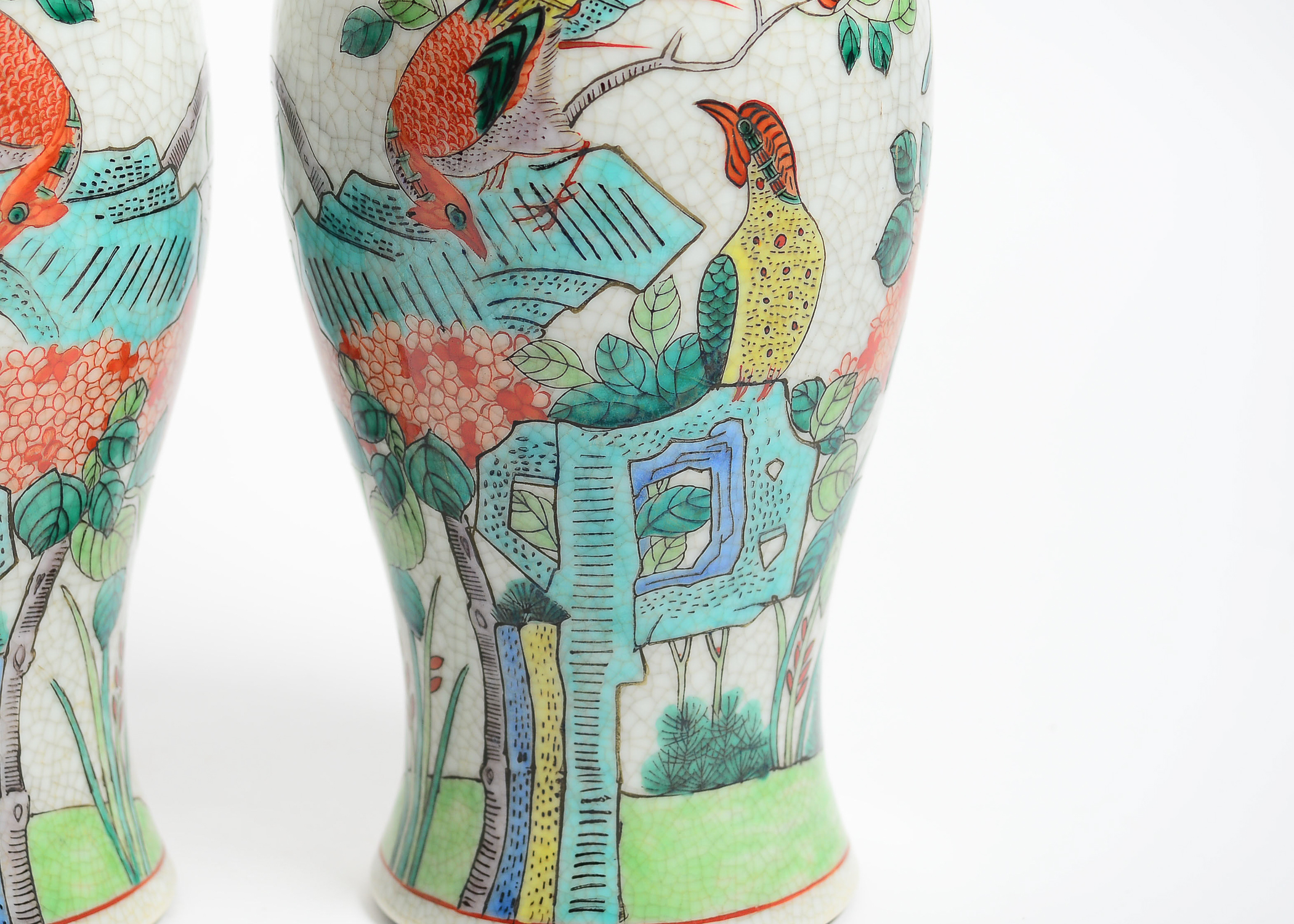 Pair of Hand Painted Porcelain Vases