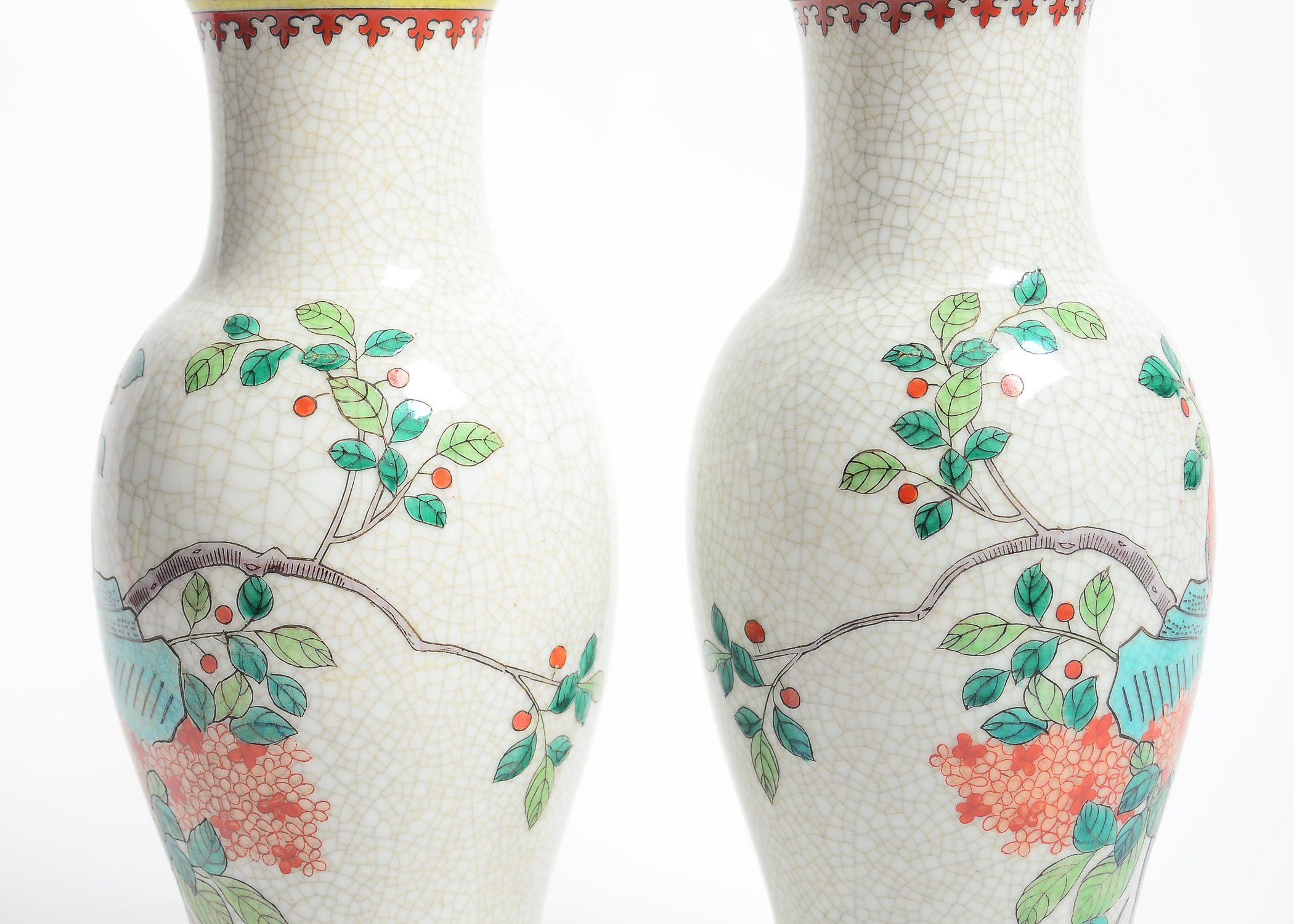 Pair of Hand Painted Porcelain Vases