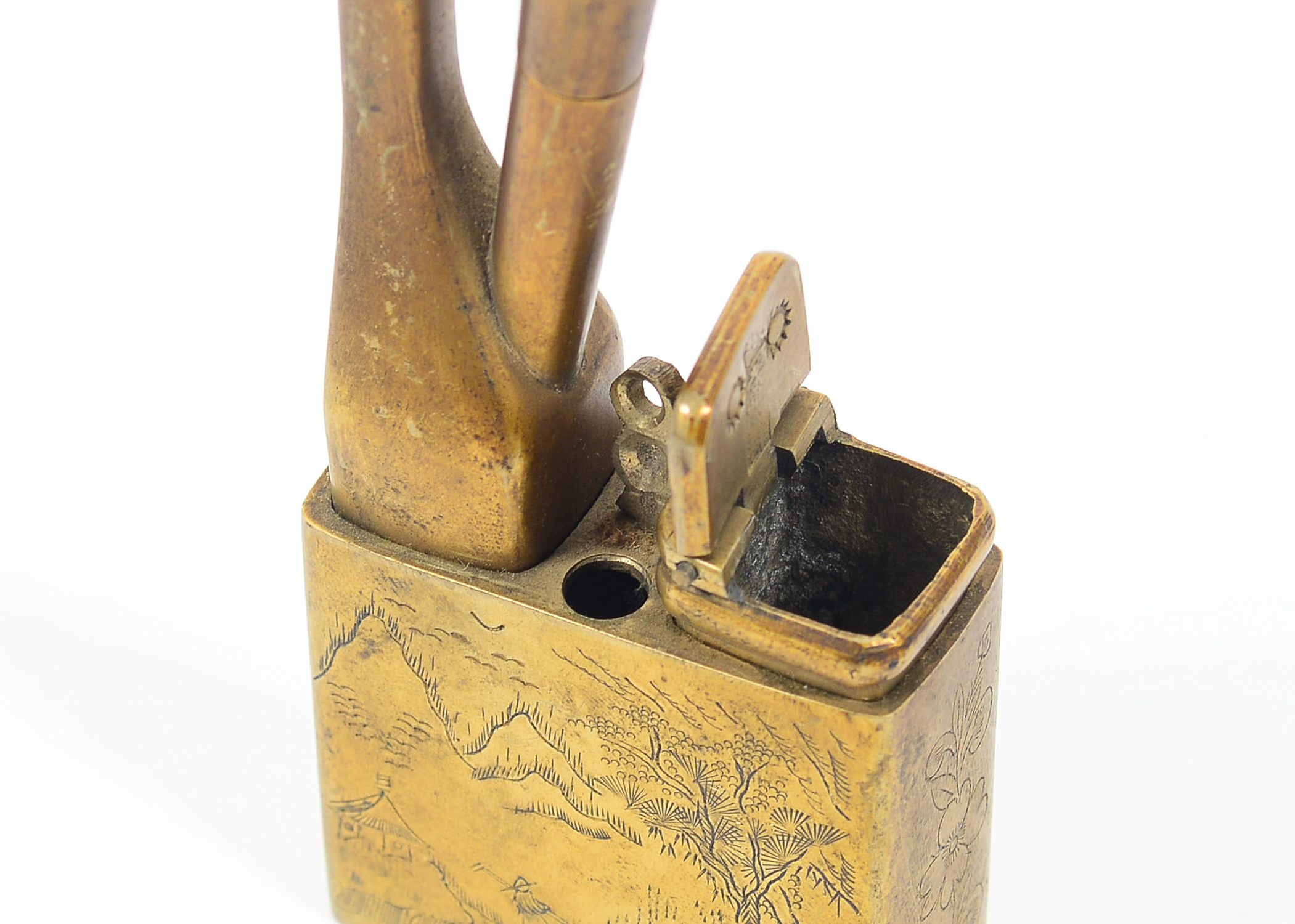 Pair of Brass Incense Holders