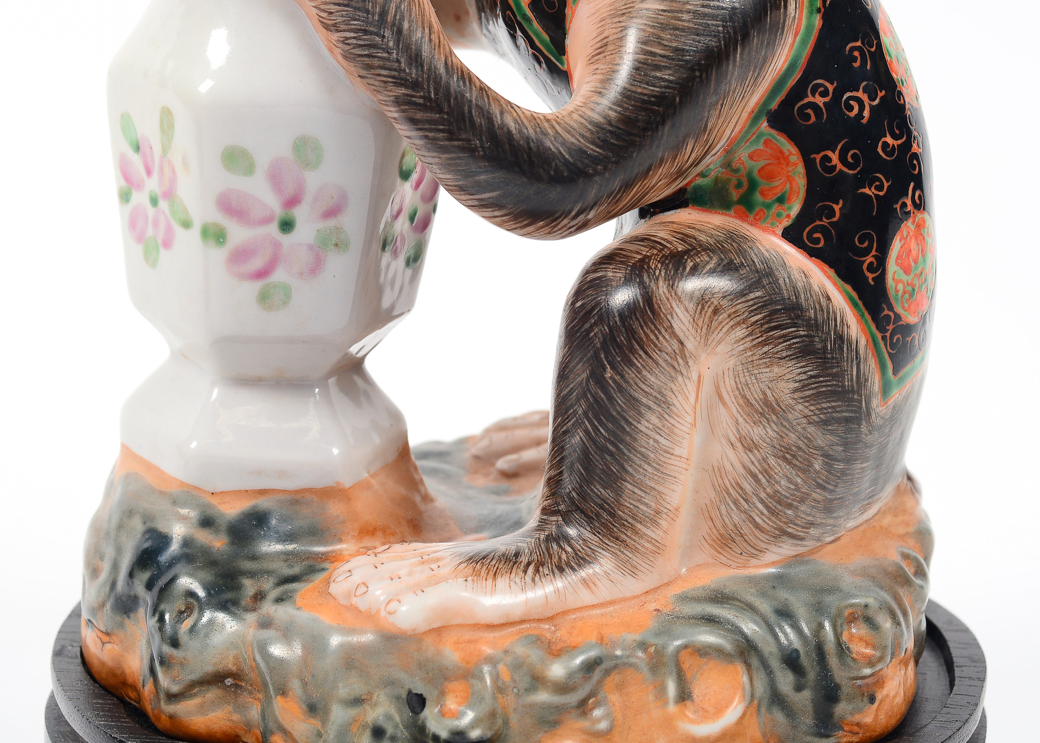 Pair of Hand Painted Figural Monkey Vases