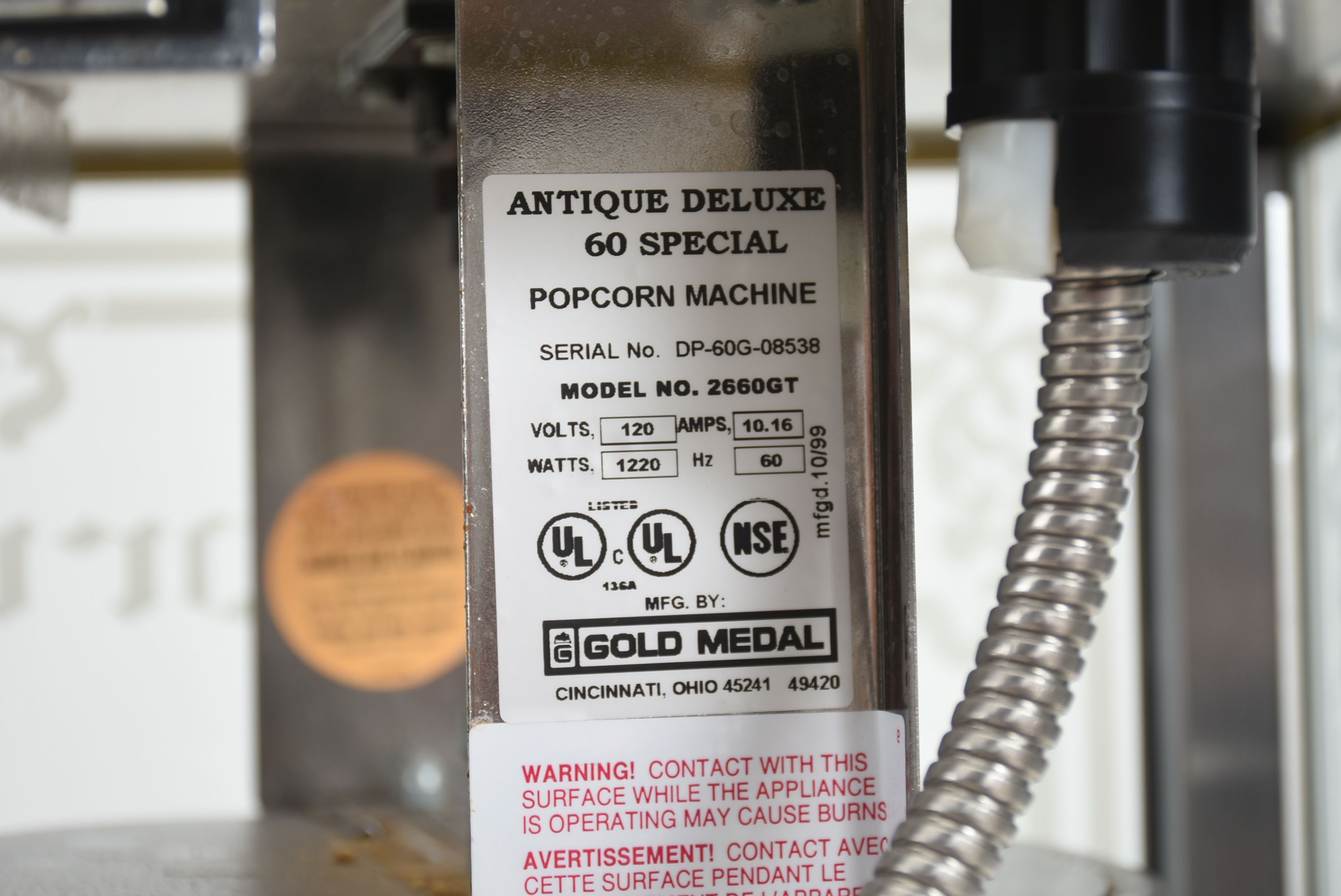 Gold Medal "Antique Deluxe 60 Special" Popcorn Machine