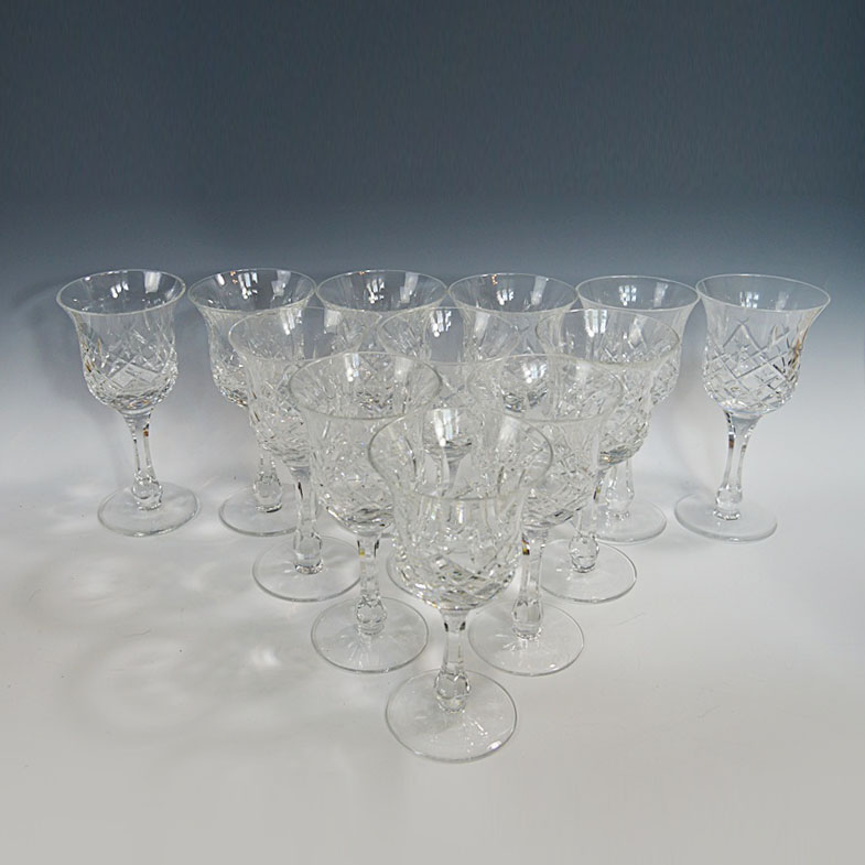 Set of Twelve Crystal Wine Goblets