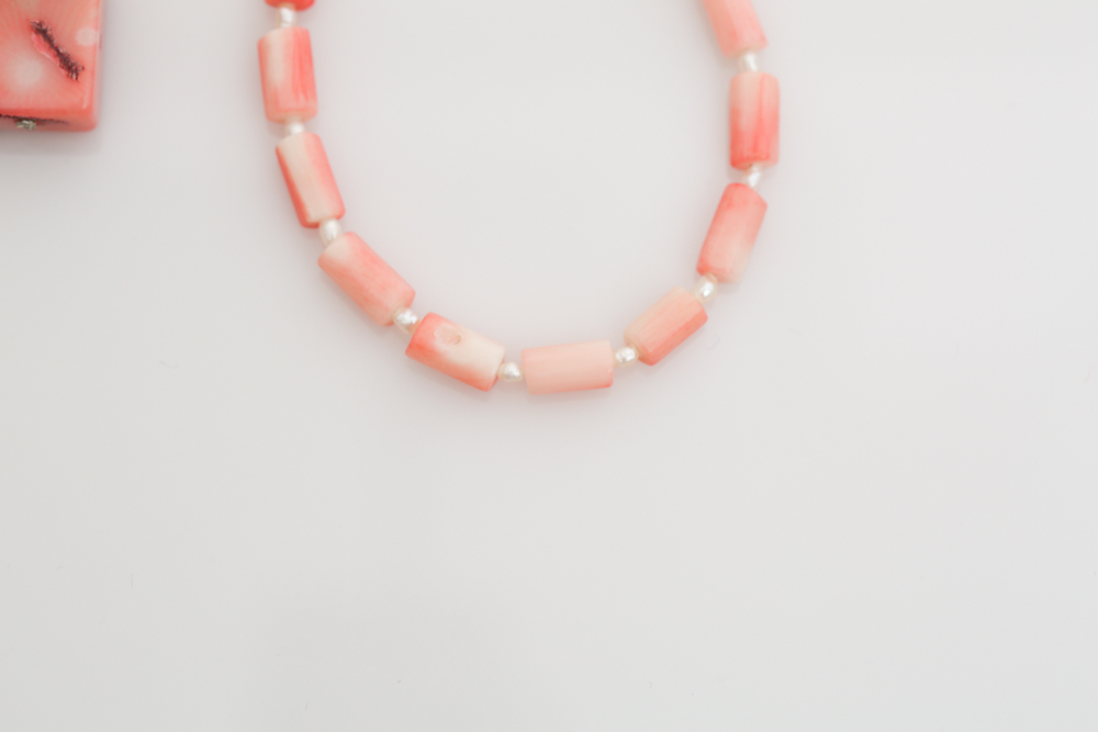 Coral, Blister Pearl, and Turquoise Earrings and Bracelet