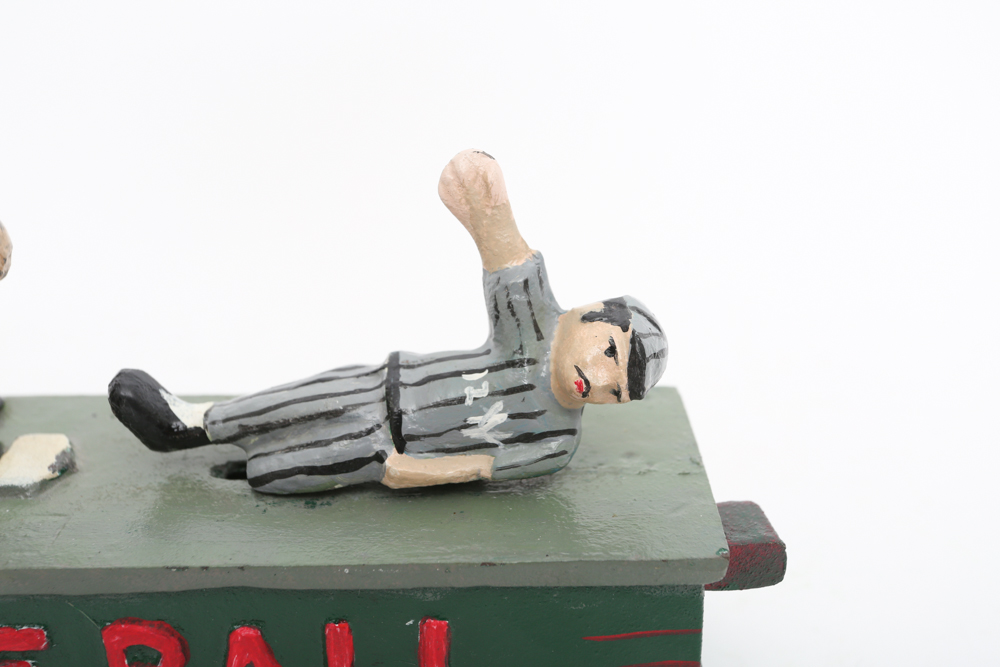 Rare Vintage Cast Iron Mechanical Baseball Bank