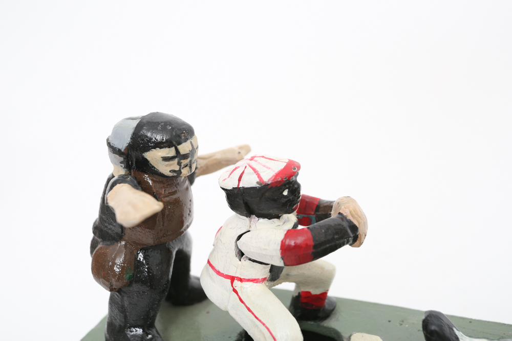 Rare Vintage Cast Iron Mechanical Baseball Bank