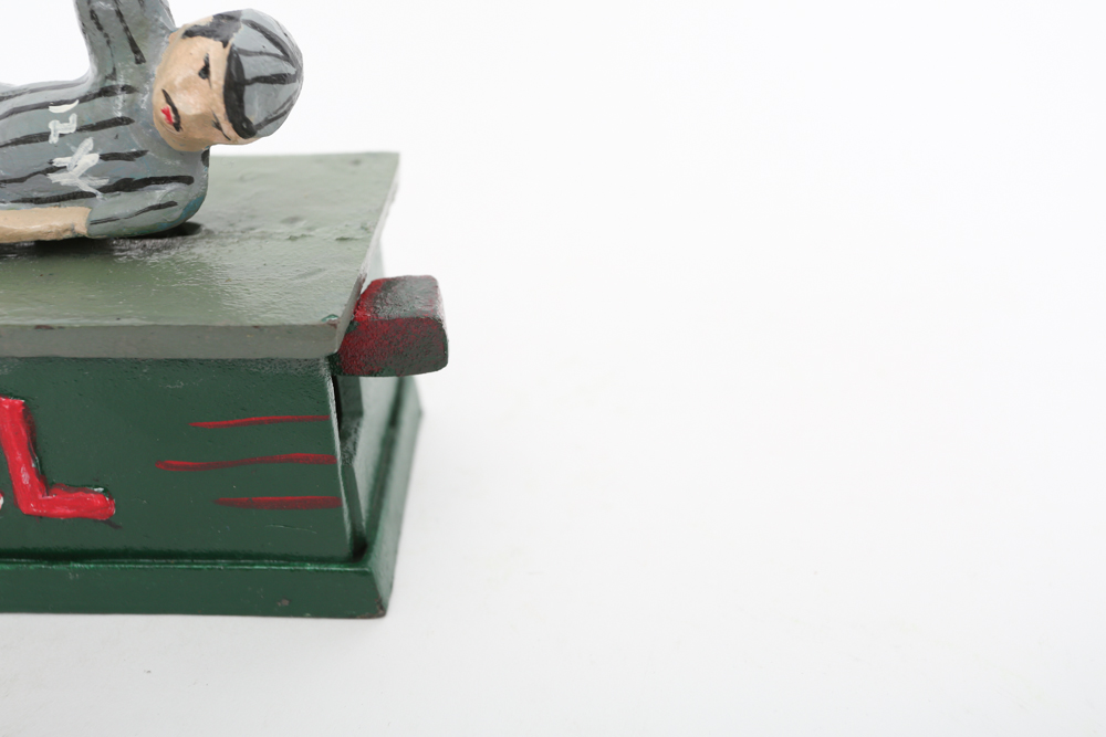 Rare Vintage Cast Iron Mechanical Baseball Bank