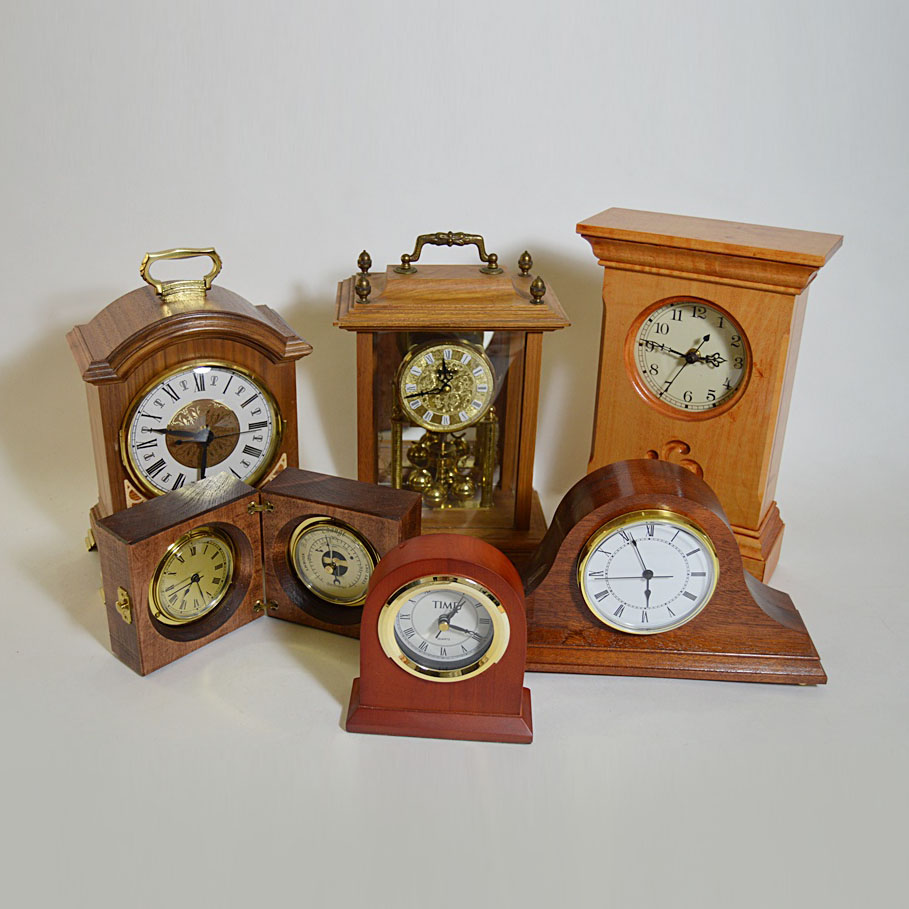 Collection of Wood Case Clocks with Hamilton