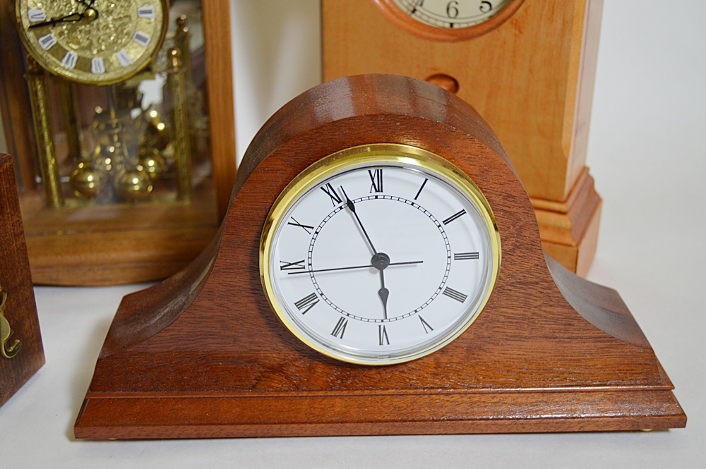 Collection of Wood Case Clocks with Hamilton