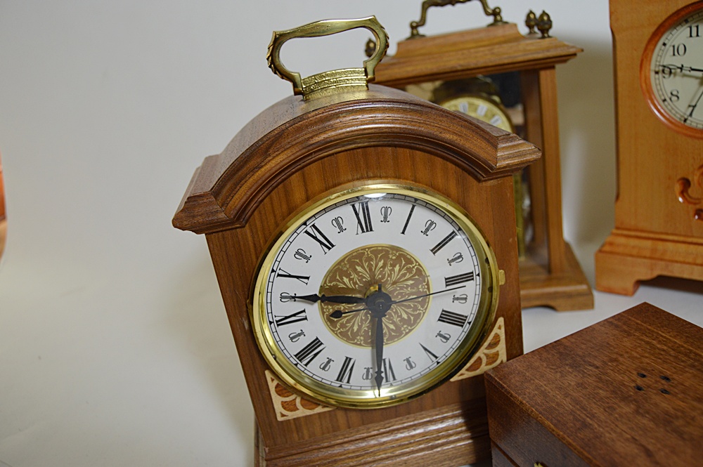 Collection of Wood Case Clocks with Hamilton