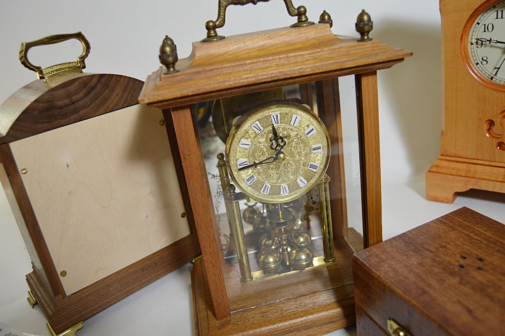 Collection of Wood Case Clocks with Hamilton