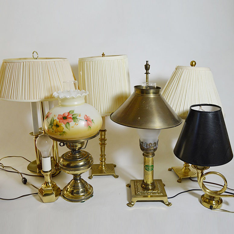 Group of Brass Table Lamps