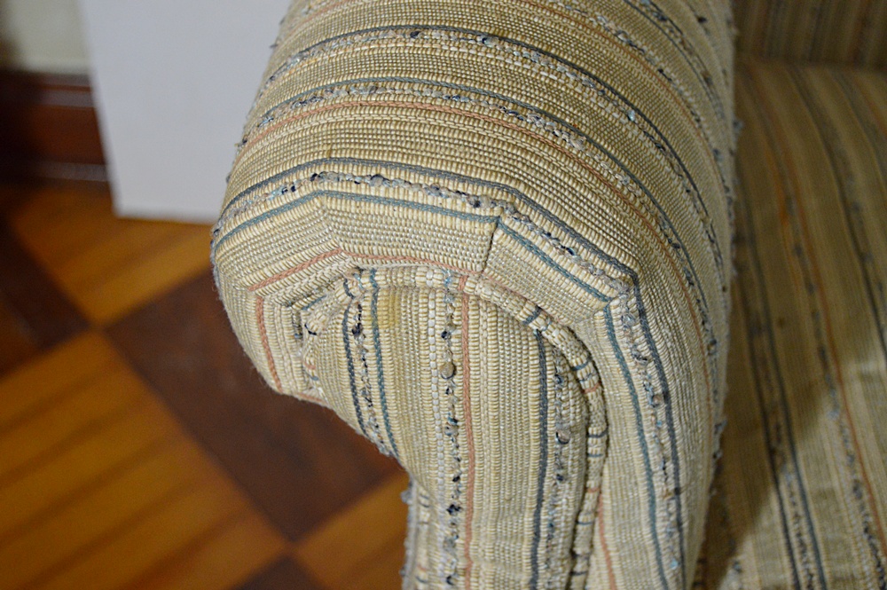 Chippendale Style Wingback Chair in Handwoven Upholstery