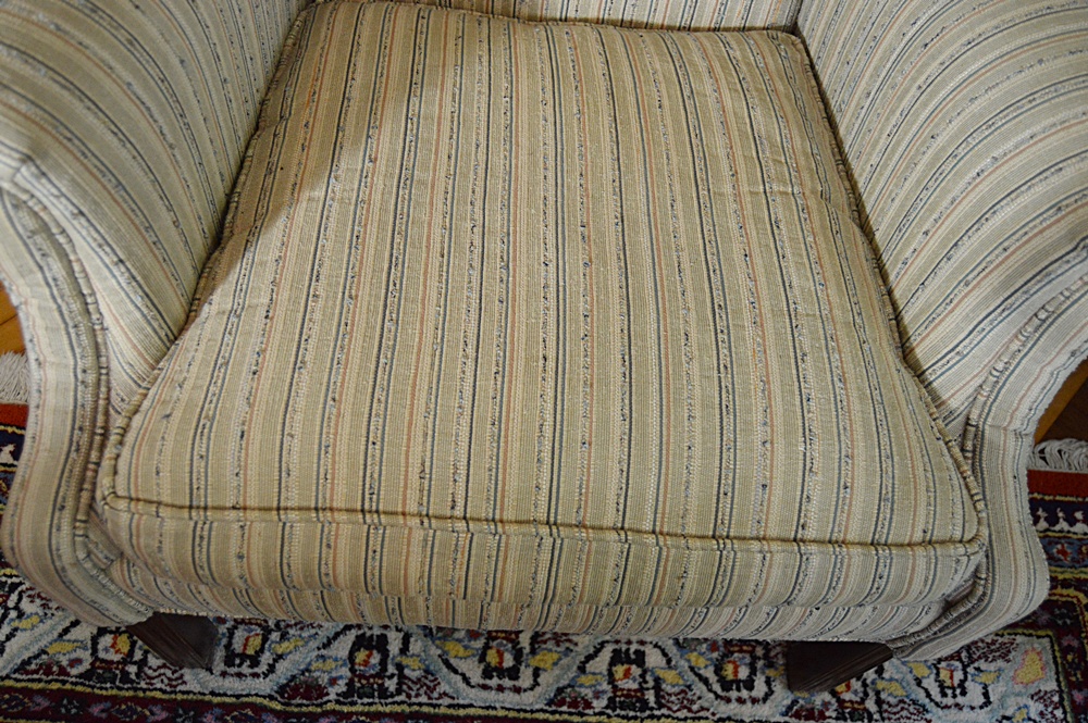 Chippendale Style Wingback Chair in Handwoven Upholstery