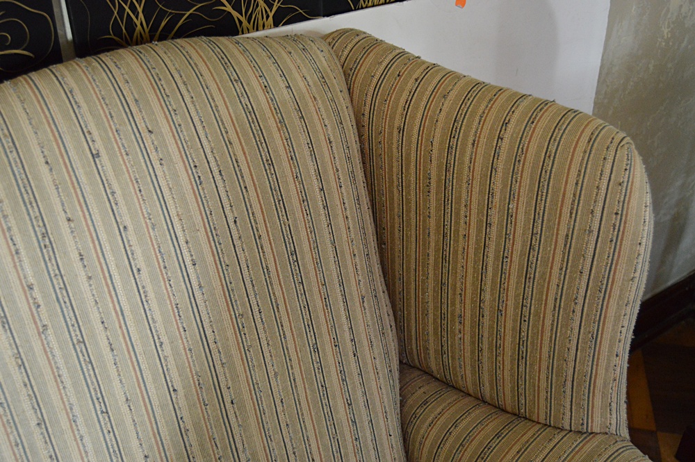 Chippendale Style Wingback Chair in Handwoven Upholstery