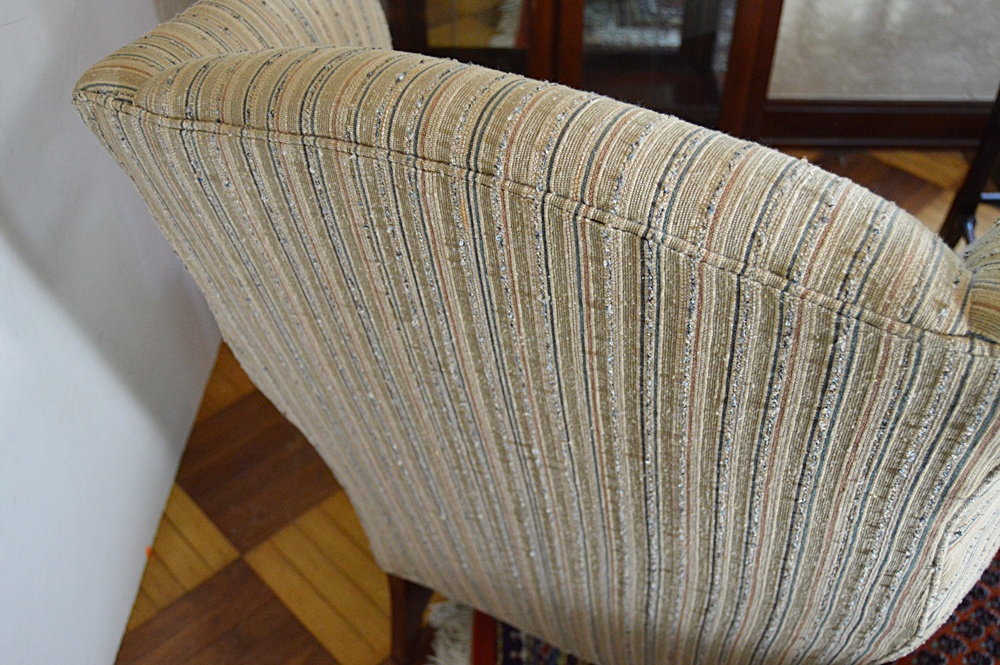 Chippendale Style Wingback Chair in Handwoven Upholstery