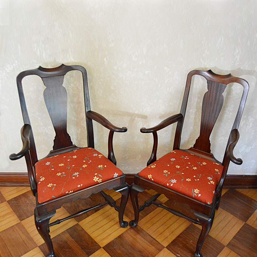 The Bartley Collection Mahogany Queen Anne Style Armchairs