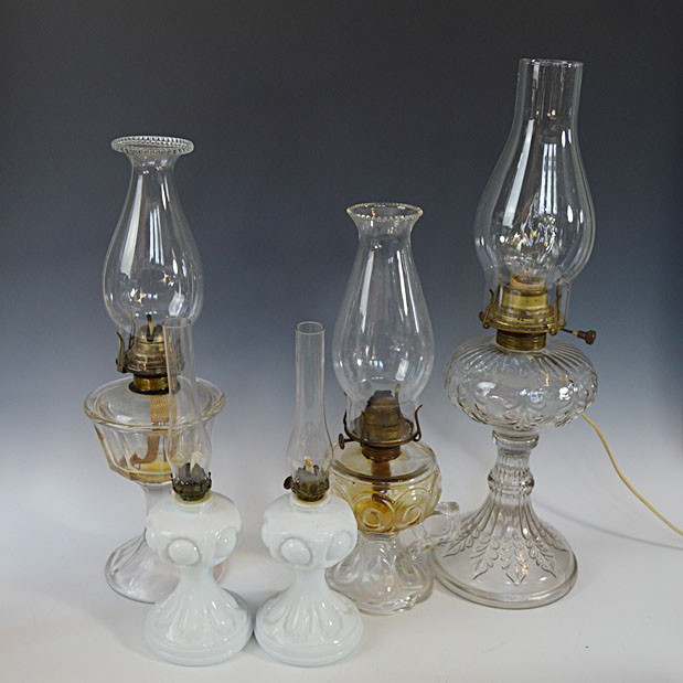 Vintage Kerosene Lamps, One Electrified