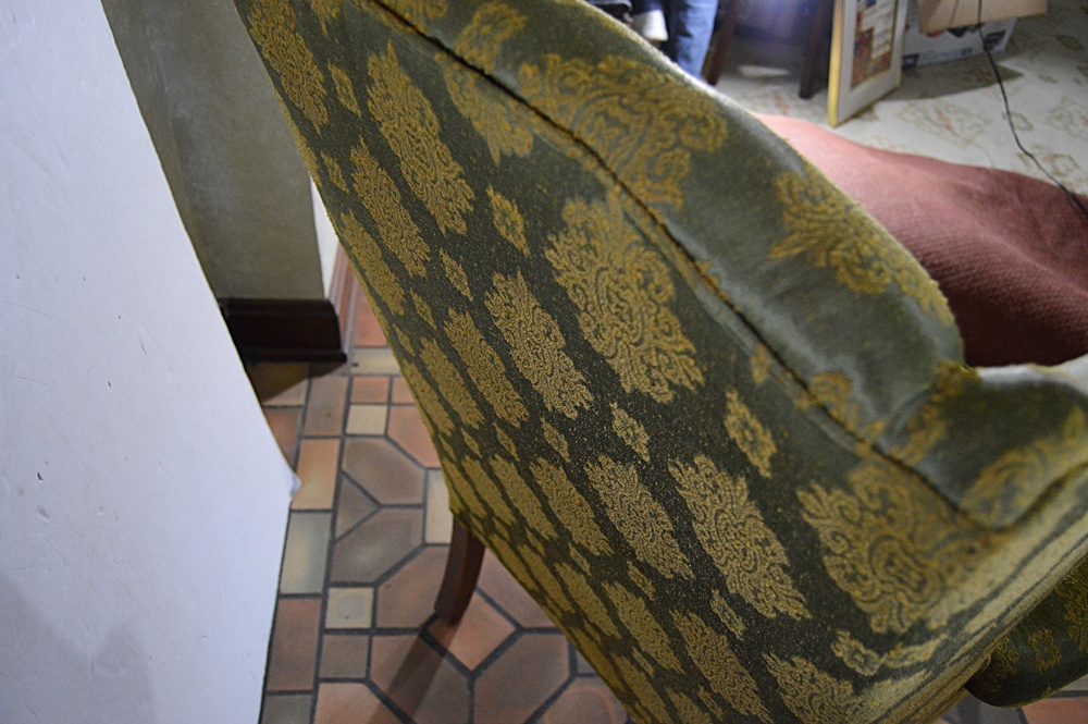 Queen Anne Style Wingback Chair with Chinoiserie Silk Upholstery