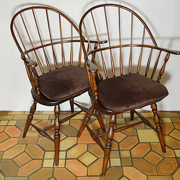 Pair of Mahogany Windsor Style Armchairs