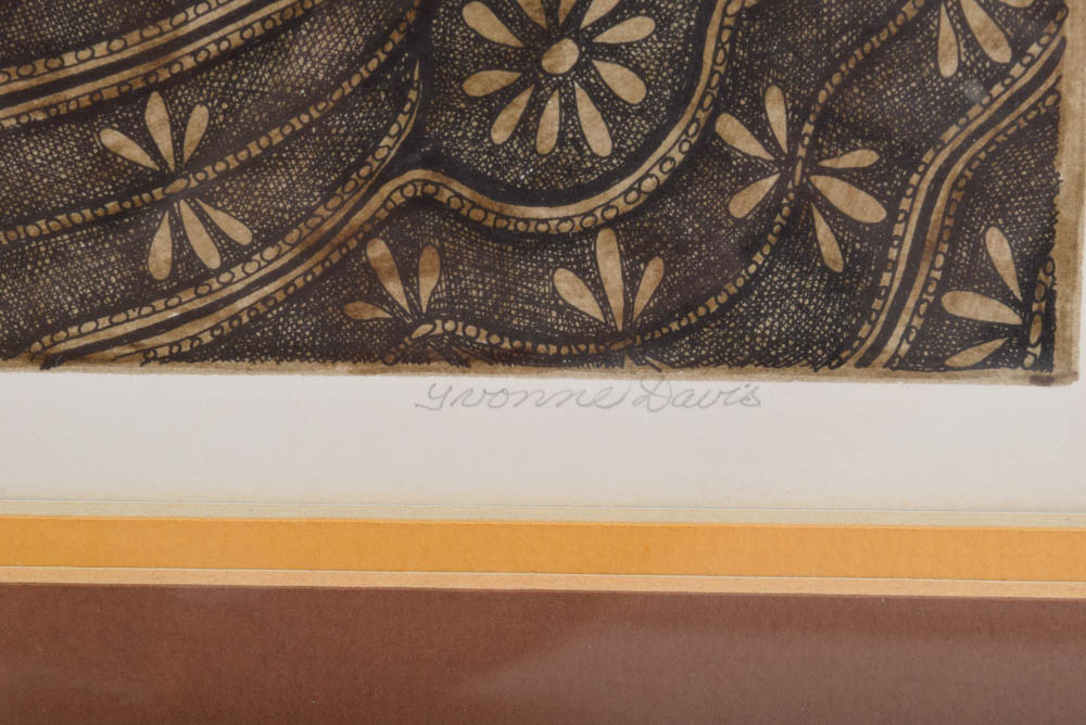 Yvonne Davis Signed Etching "Circle of Loons"