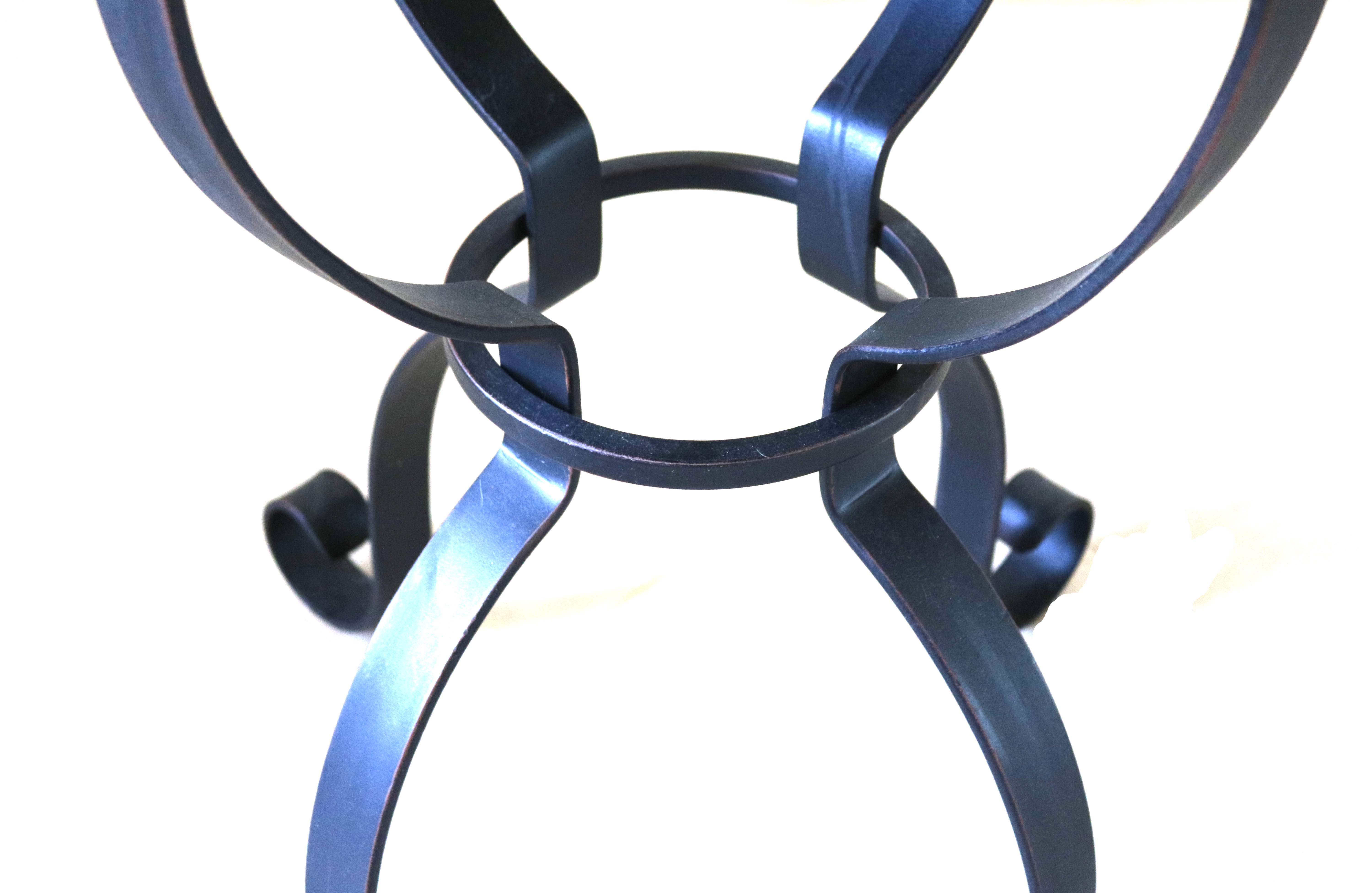 Side Table with Wrought Iron Base and Copper Wrapped Top