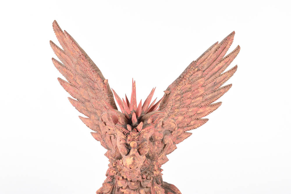 Asian Wooden Singha or Winged Lion Sculpture