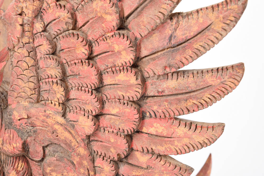 Asian Wooden Singha or Winged Lion Sculpture