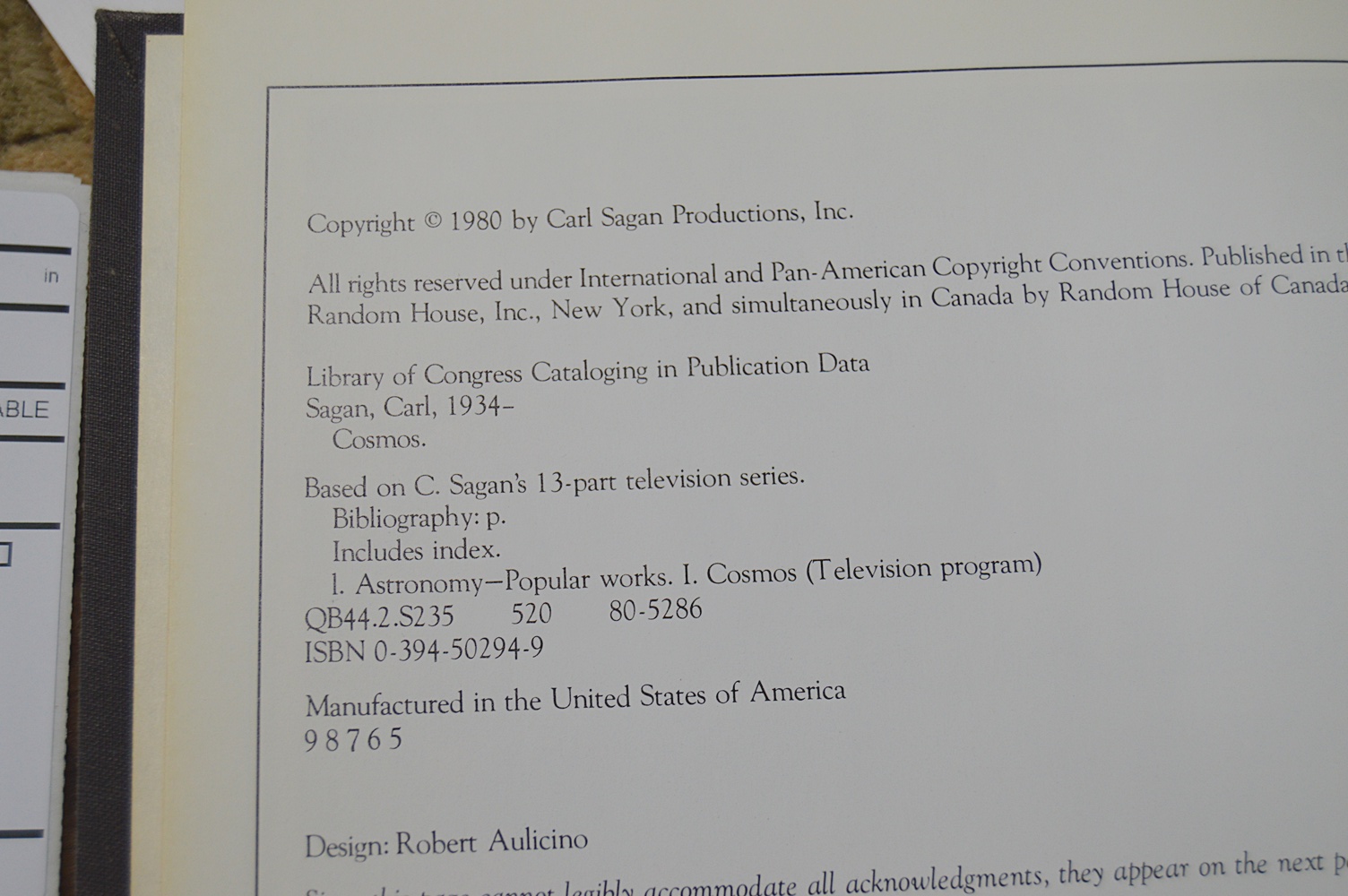 Books on the Stars and "Cosmos" by Carl Sagan