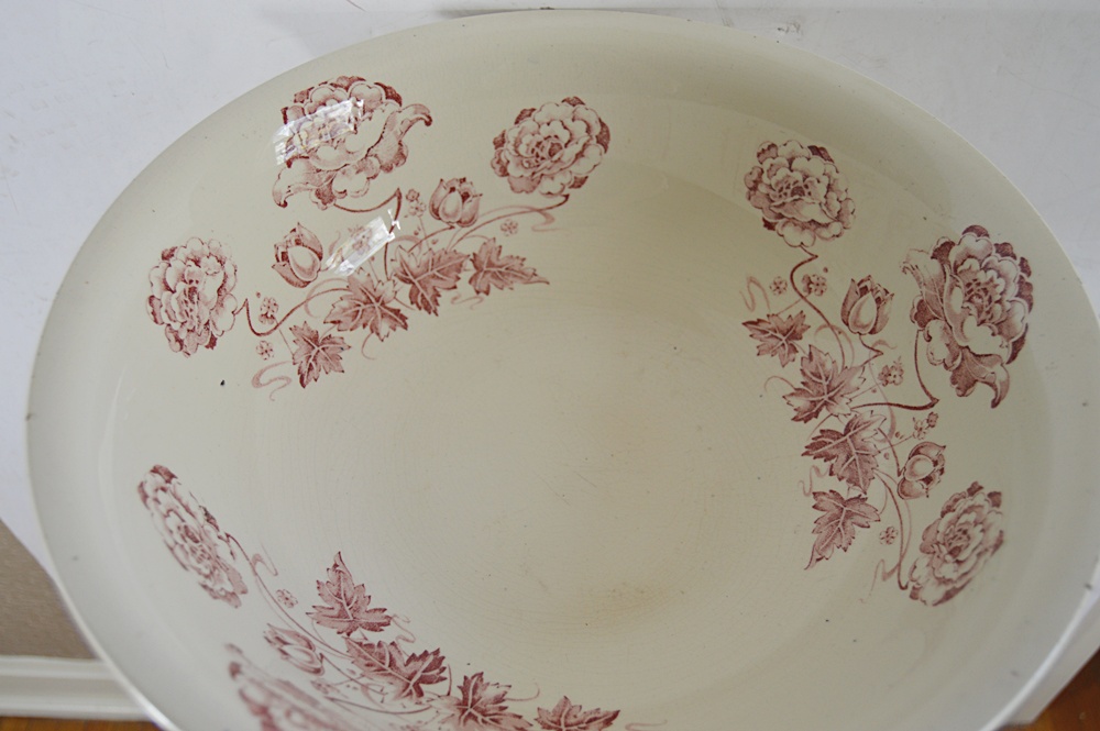 The Bartley Collection Queen Anne  Mahogany Stand with Vintage Pitcher and Bowl Set