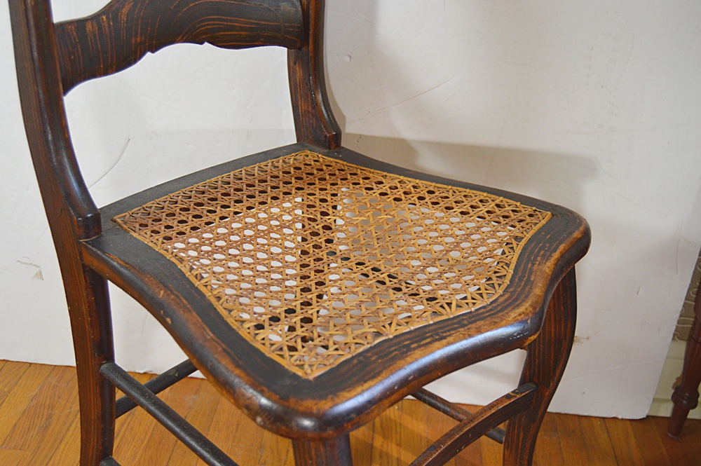 Antique Mid 19th Century Stenciled Cane Seat Side Chair