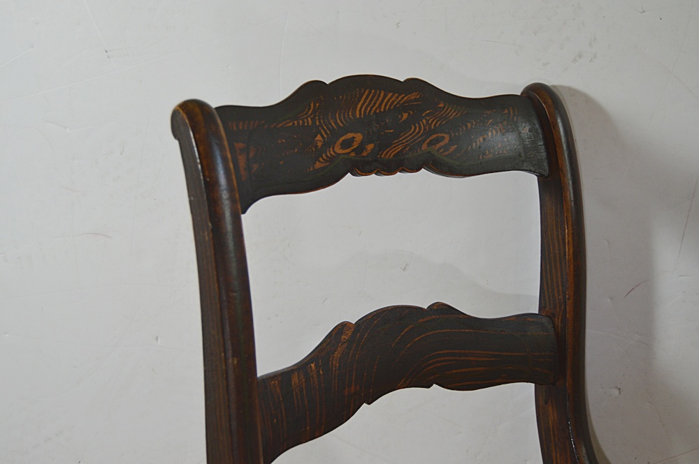 Antique Mid 19th Century Stenciled Cane Seat Side Chair