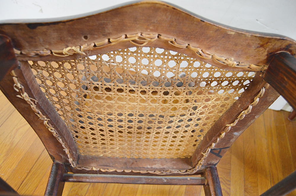 Antique Mid 19th Century Stenciled Cane Seat Side Chair