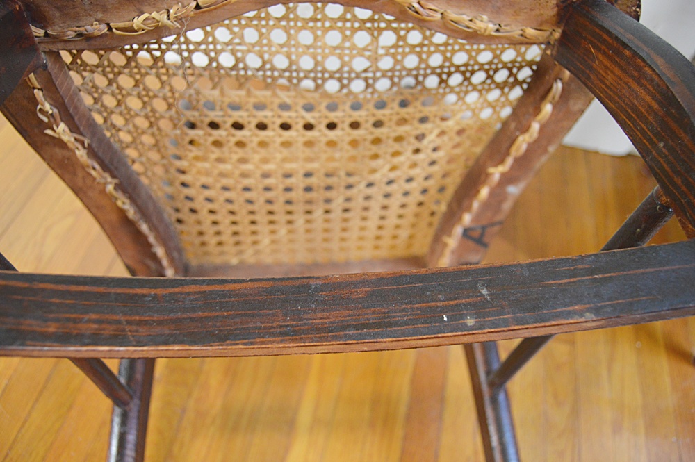 Antique Mid 19th Century Stenciled Cane Seat Side Chair