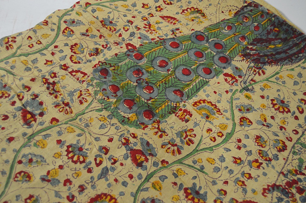 Indian Bedspread, Mexican Woven Rug and Baskets