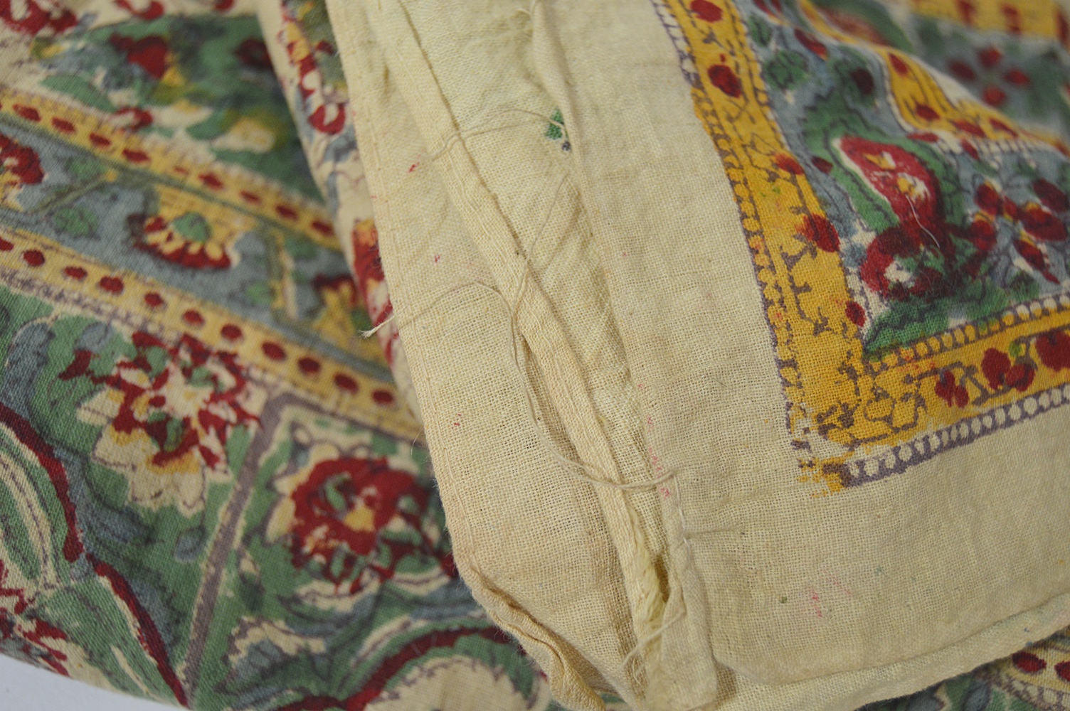 Indian Bedspread, Mexican Woven Rug and Baskets