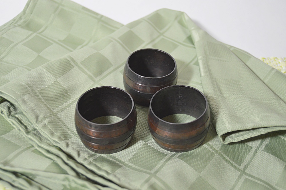 Kitchen Linens in Shades of Green with Handwoven Pieces