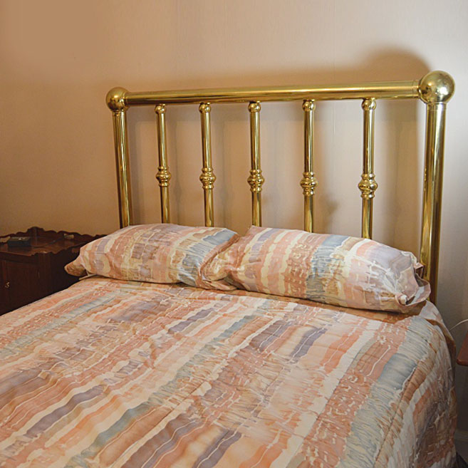 Vintage Double Brass Bed with Linens