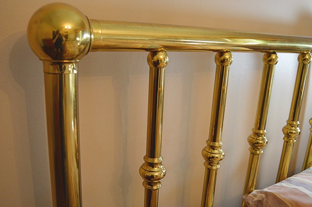 Vintage Double Brass Bed with Linens