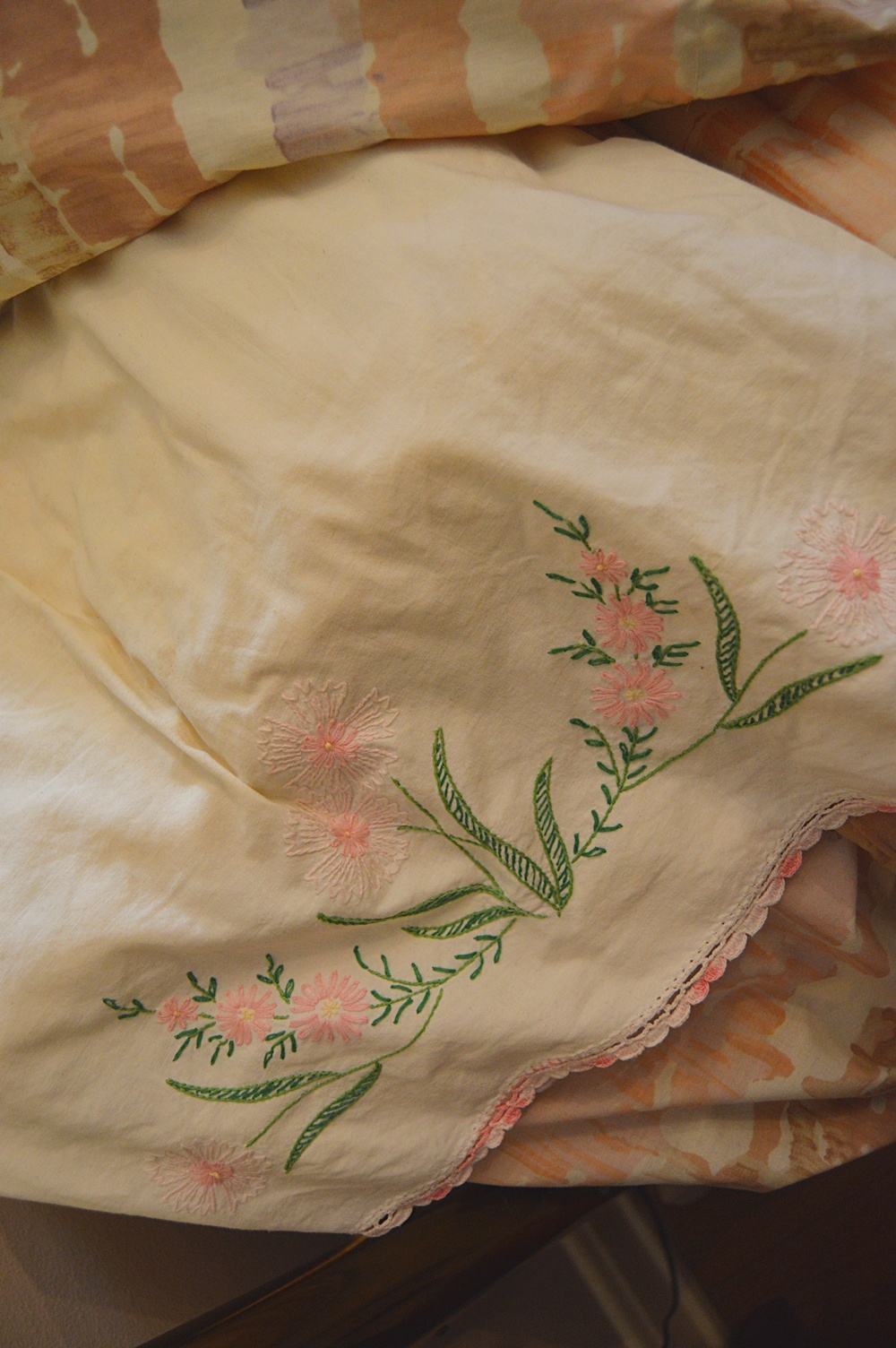 Vintage Double Brass Bed with Linens