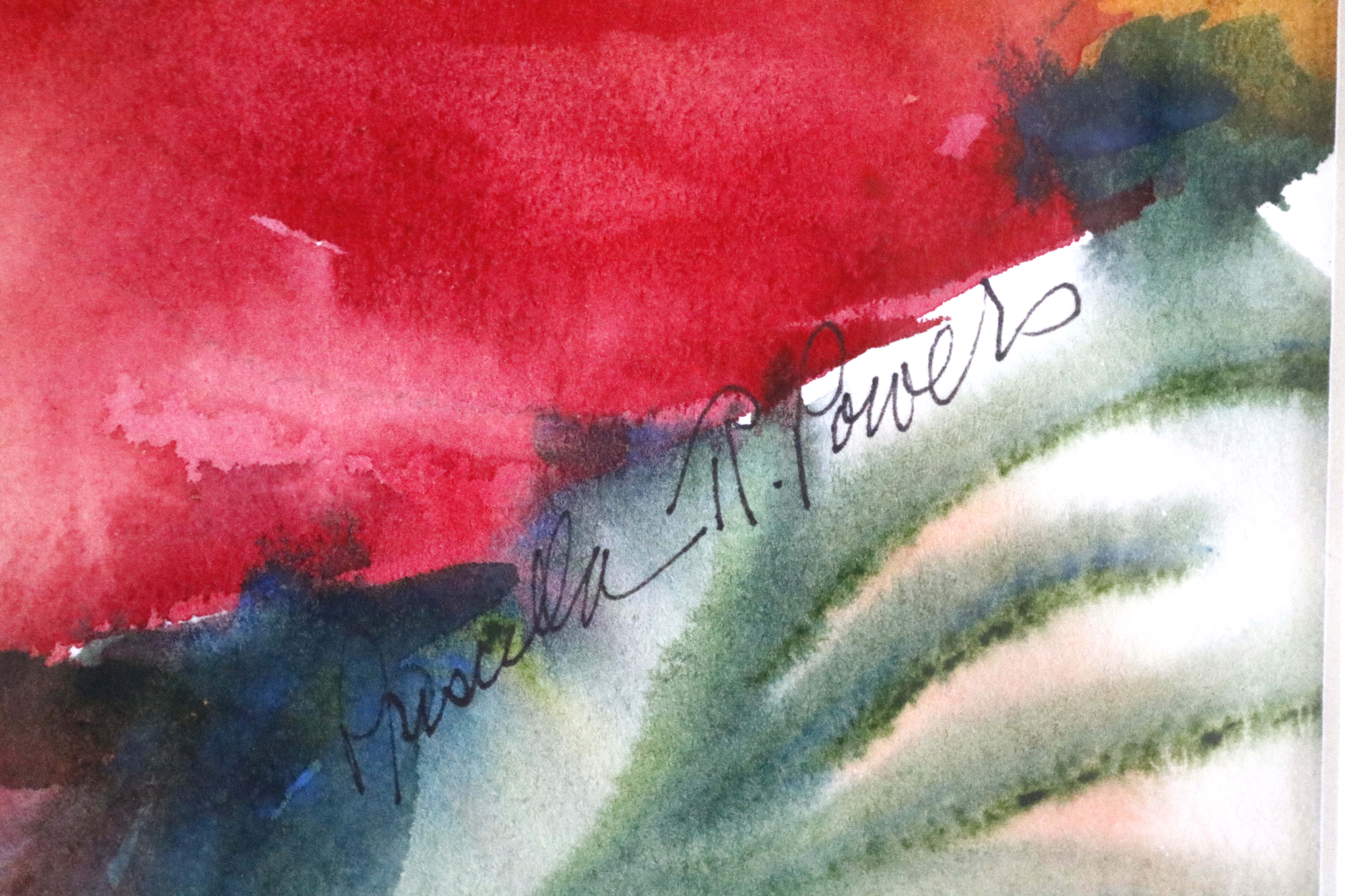 Framed Floral Watercolor Signed by Priscilla Powers