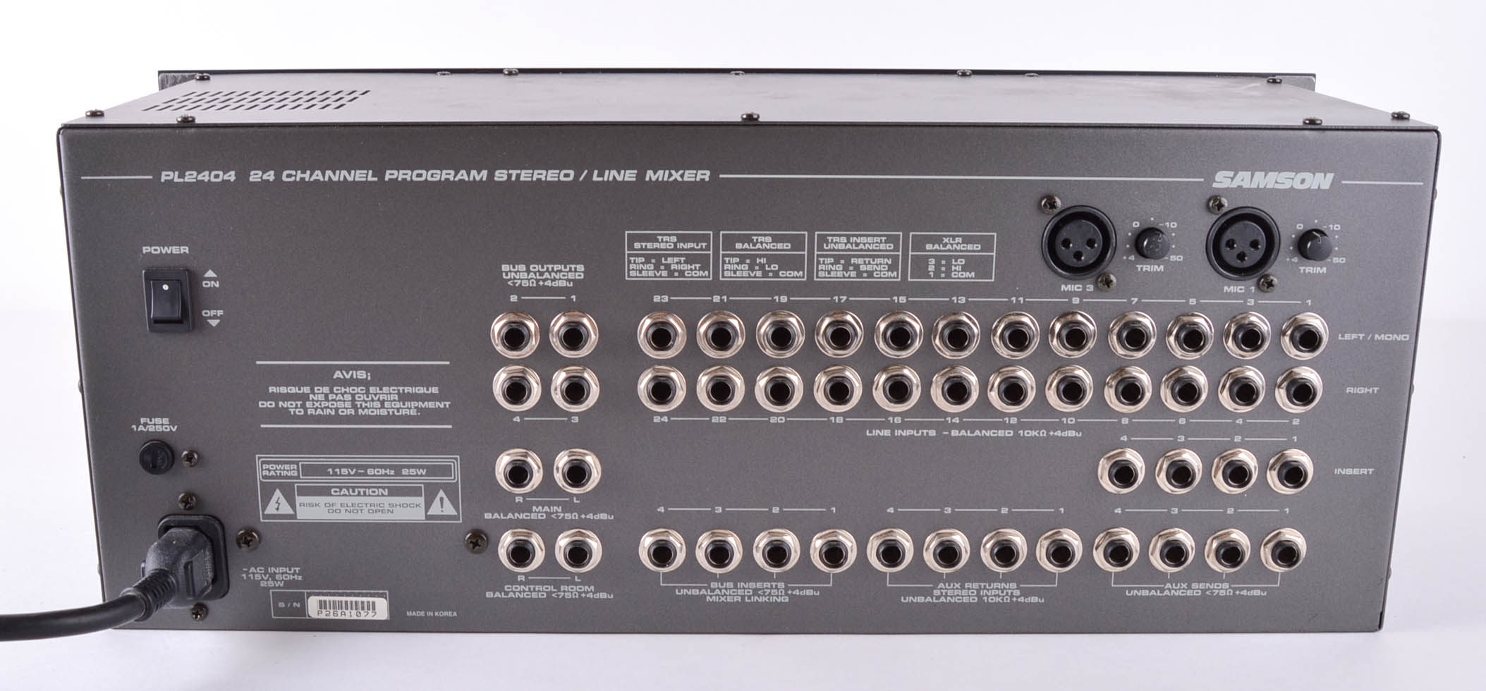 Samson PL2404 Rackmount Line Mixer