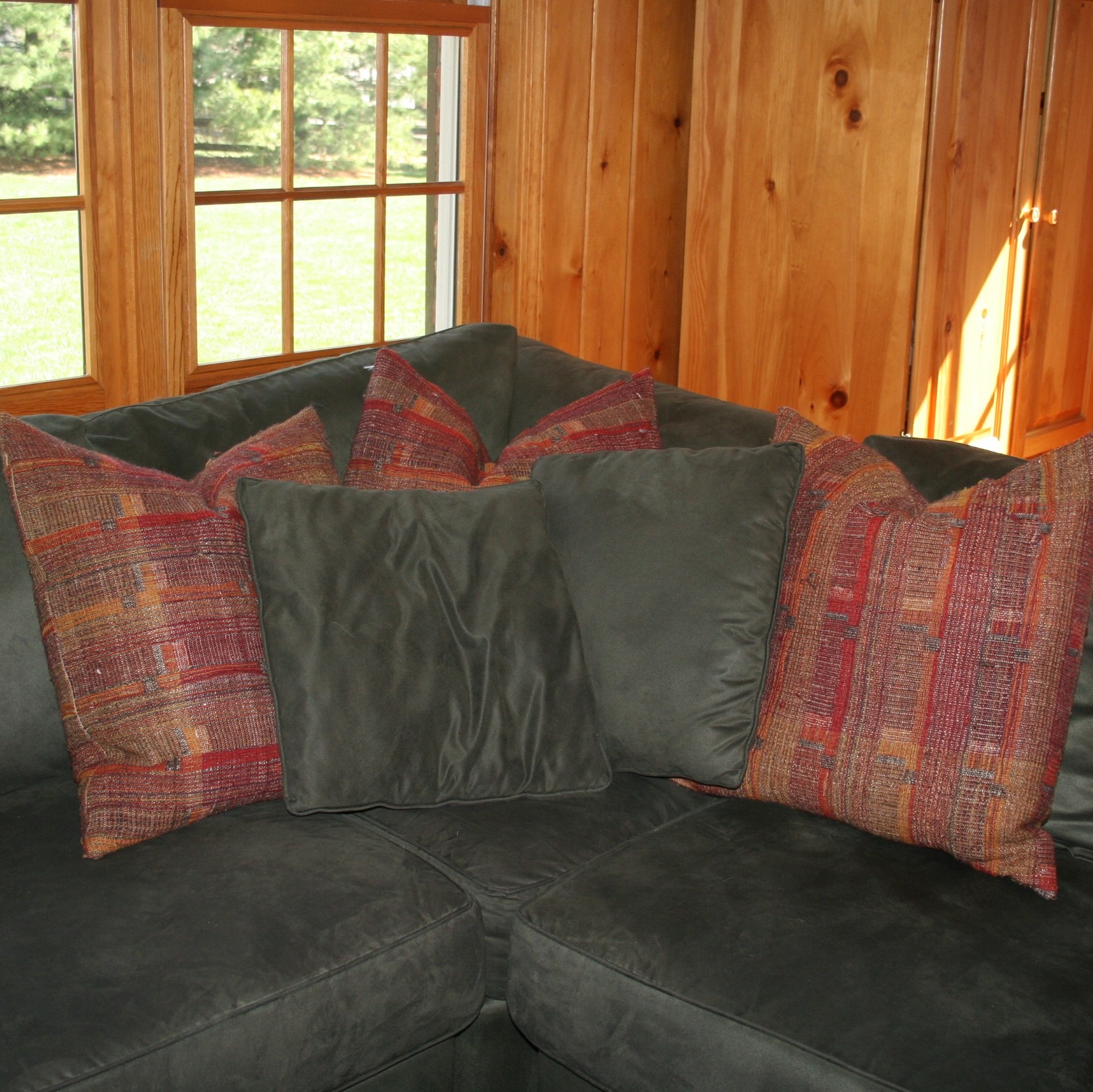 Dark Green Microfiber Sectional Sofa